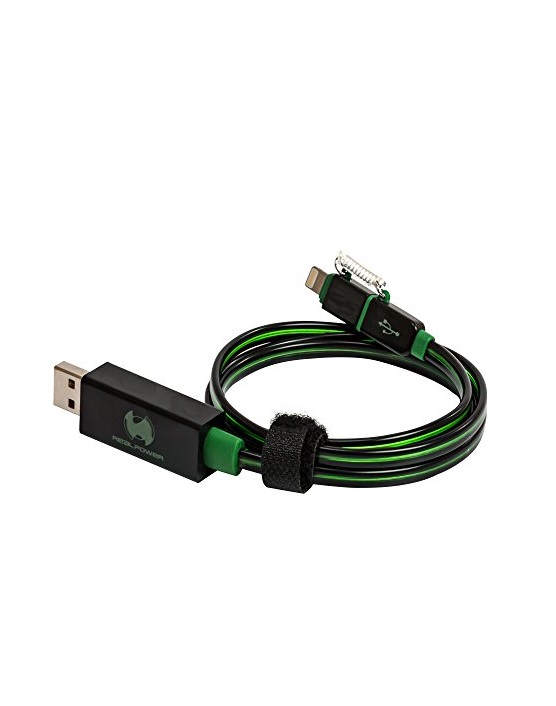 Ultron RealPower floating cable 2in1 Lade-/Datenkabel Lightning / USB Micro-USB Type B M bis M 74,5 cm grün (185962)