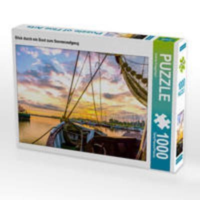 CALVENDO Puzzle Blick durch ein Boot zum Sonnenaufgang | 1000 Teile Lege-Größe 64x48cm Foto-Puzzle für glückliche Stunden