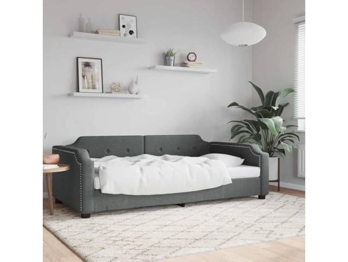 WDGJJFECNMUEHI 2 in 1 Schlafsofa gepolstert Tagesbett Grau 80x200 cm Tagesbett Dunkelgrau 80x200 cm Stoff Schlafsofa mit Bettkasten Metallgestell Gästebett für Wohnzimmer Schlafzimmer