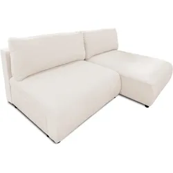 ECKSOFA Sora mit Schlaffunktion, Bettkasten und extra tiefer Komfortzone aus hochwertigem Creme Strukturstoff