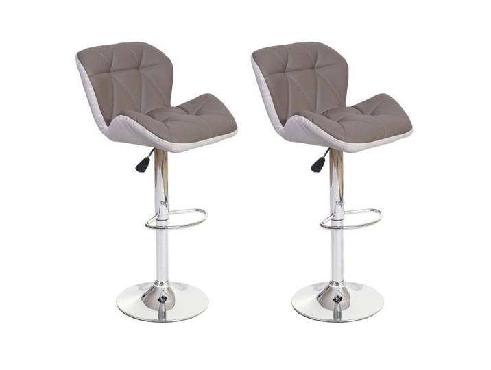 2x Tabouret de bar HWC-A92 tabouret pour comptoir réglable en hauteur similicuir - couleur taupe
