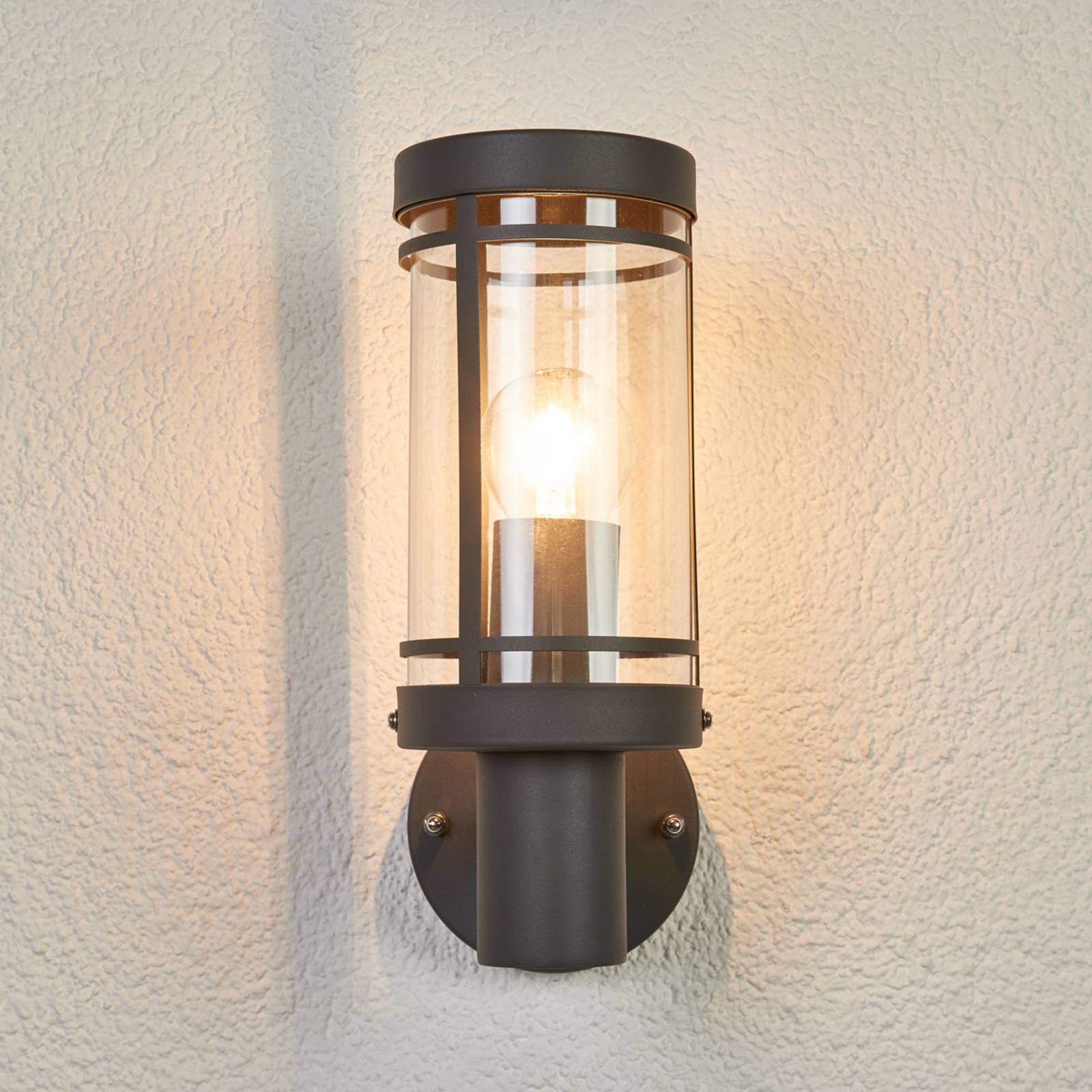 Aussenwandleuchte Djori Lindby, alu / grau / zink, Edelstahl, Modern