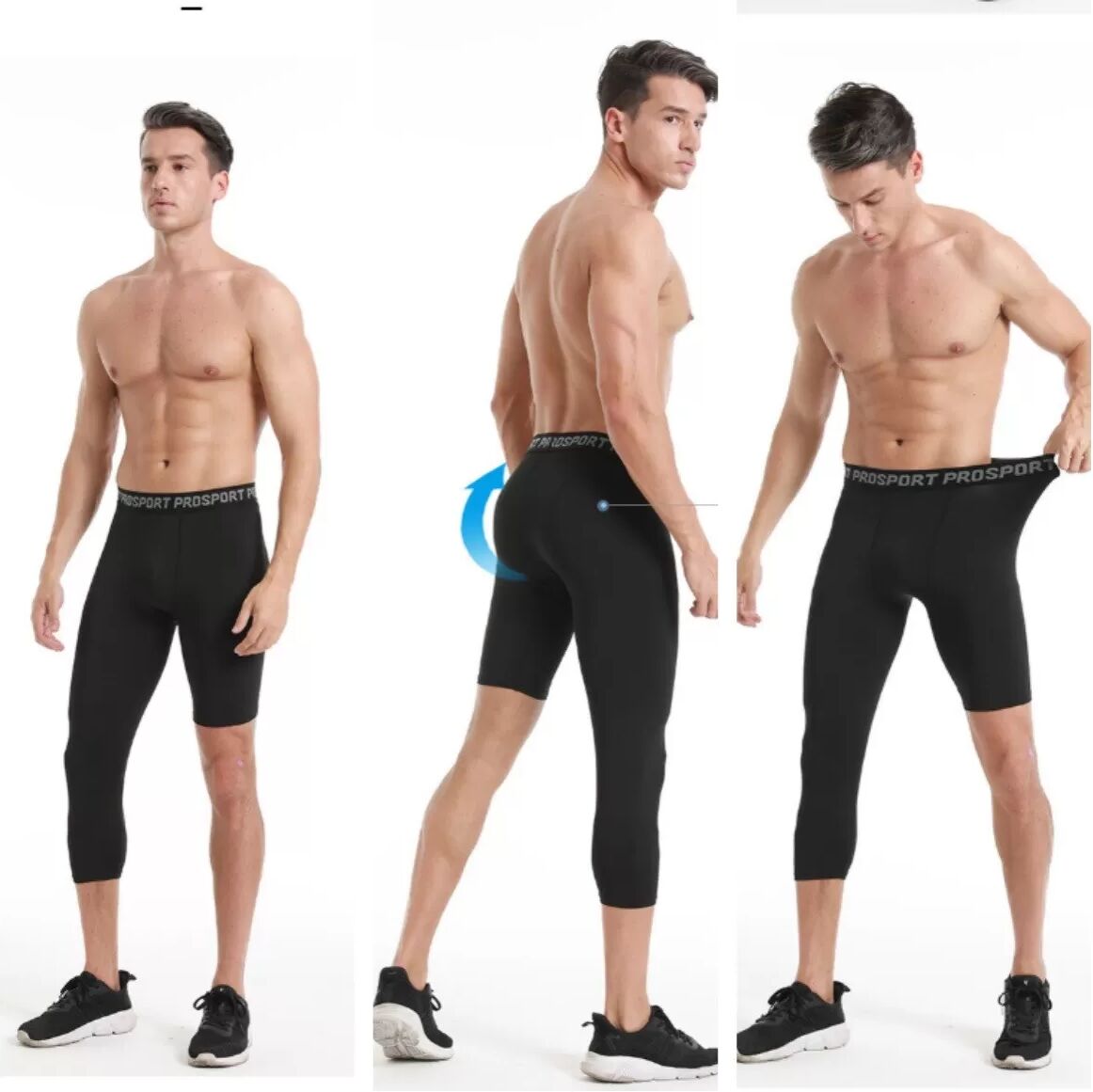 INF Herren Basketball 3/4 Kompressionshose Einbeinig Links Lang Rechts Kurz - Schnelltrocknende Milchseide Unterstützung 3XL