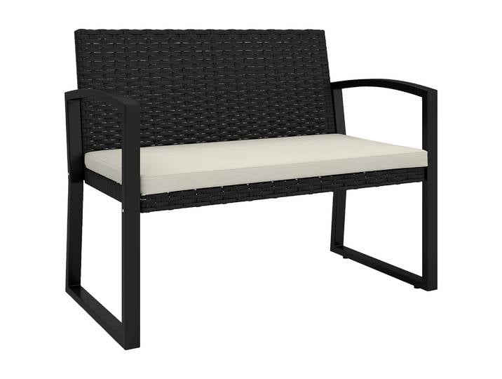 Banc de jardin Outsunny 2 places en rotin synthétique 103X58X78 cm Noir Beige