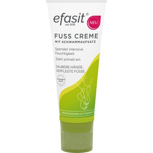 efasit Fußcreme mit Schwammaufsatz, feuchtigkeitsspendend, für trockene Haut, mit Glycerin, Urea und Aloe Vera, 75 ml