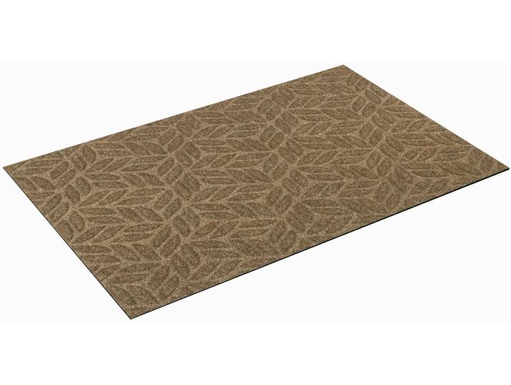 Teppich DUNE Leaves Taupe , beige, B:60cm H:8mm L:90cm, Polyester, Polypropylen, WASH+DRY BY KLEEN-TEX, Teppiche, Teppich