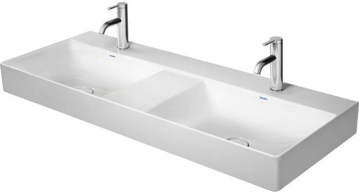 Duravit DuraSquare Möbel-Doppel-Waschtisch geschliffen 2353120079 120x47cm, ohne Überlauf, mit Hahnlochbank, ohne Hahnloch, weiß
