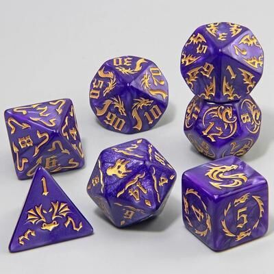 Uplift Picks Dragon Marble Polyhedral Dice Set Brings Fantasy Style To Every Roll purple