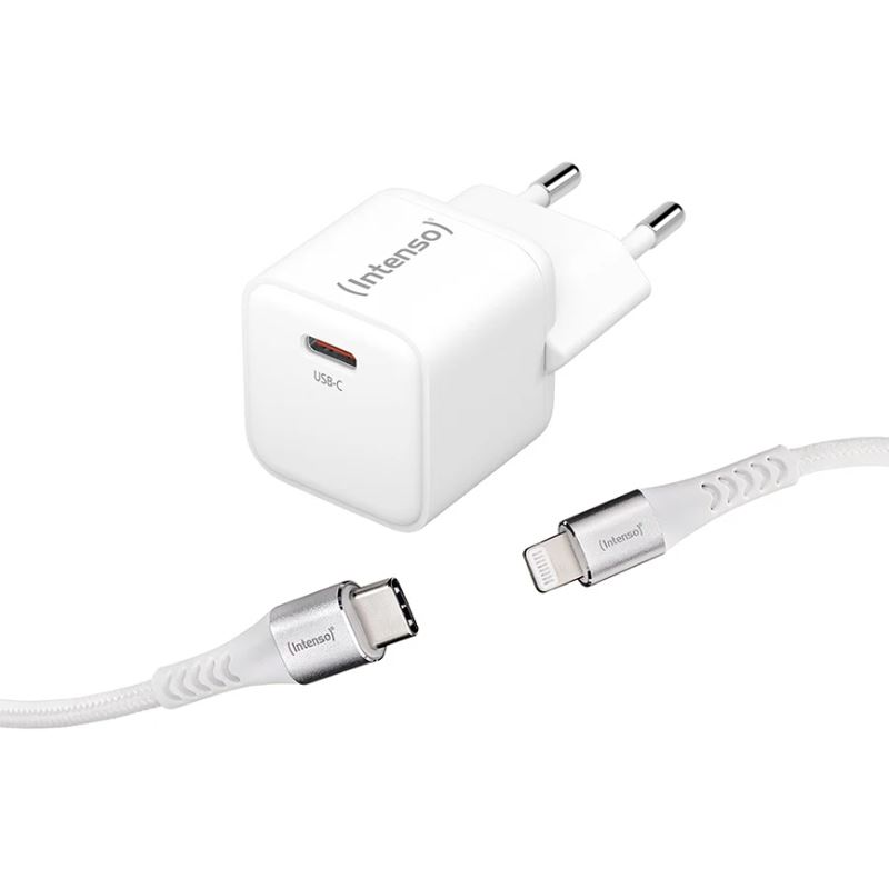 Intenso W30C + C315L Lightning-Kabel GaN-Ladeadapter weiß, 30 Watt