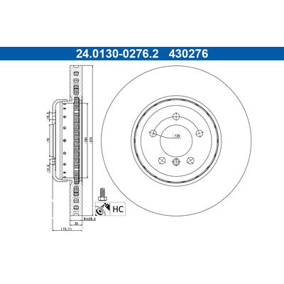 ATE Bremsscheibe 24013002762 belüftet 370mm 30mm für BMW