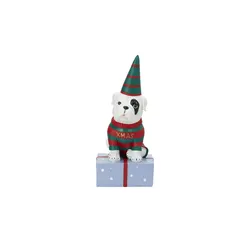 HOME STORY Deko Figur Hund mit Geschenke   , mehrfarbig , Polyresin (Kunstharz) , Maße (cm): B: 10,2 H: 10,2 T: 22.9