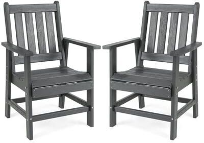 Costway Set of 2 Patio Dining Chairs with Wide Armrests-Gray