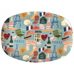 RICE Melamin Servierplatte Paris Mon Amour Teller rechteckig, L30 x B22 cm