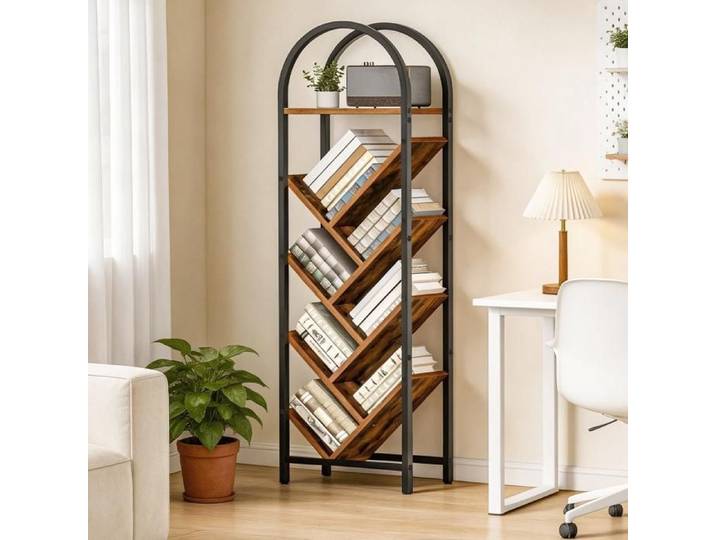 HOOBRO Bibliothèque Étagère d'Angle Moderne Présentoir avec Rangement Cadre Métallique 42 x 23 5 x 141 5 cm