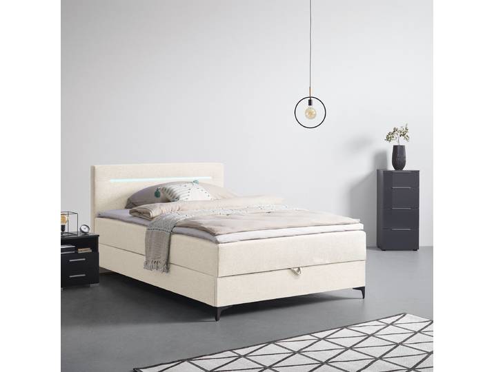 Boxspringbett Adinlow mit Bettkasten 120 x 200cm Flachgewebe Nea Beige
