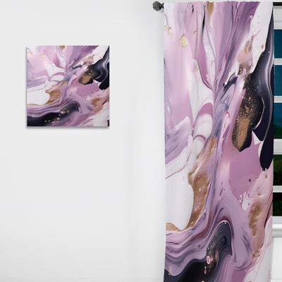 DESIGN ART "Designart ""Purple And Pink Marble Whispers"" Abstract Marble Curtain - Blackout Marble Curtain - 1 Panel"