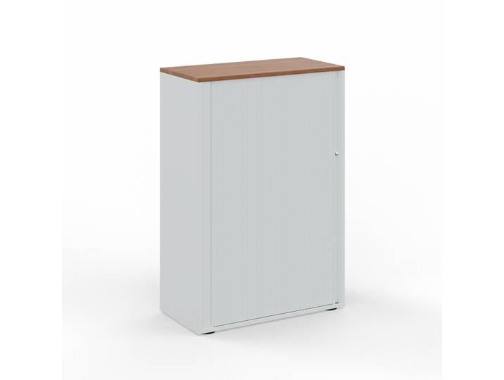 Rollladenschrank Tradingzone GO Swiss 80.0 x 40.0 cm, 3 Ordner hoch, Weissgrau/Nussbaum, Neu - Optimale Raumnutzung