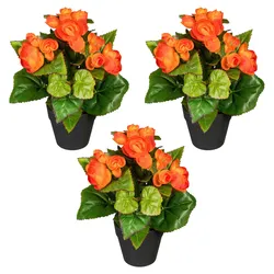 Kunstpflanze Blühpflanzen Orange/Grün