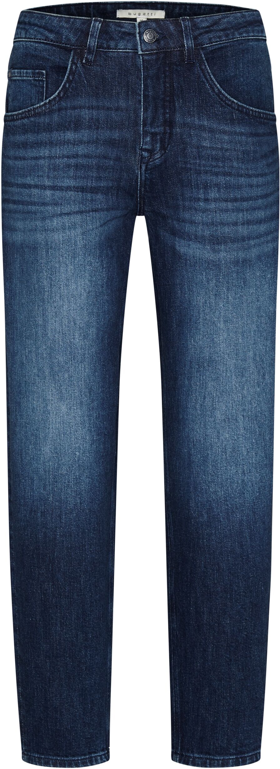 5-Pocket-Jeans BUGATTI, Damen, Gr. 38, Normalgrössen, blau (marine), 99% Baumwolle, 1% Elasthan, Jeans 5-Pocket-Jeans, mit lockerem Schnitt marine 38, Normalgrössen