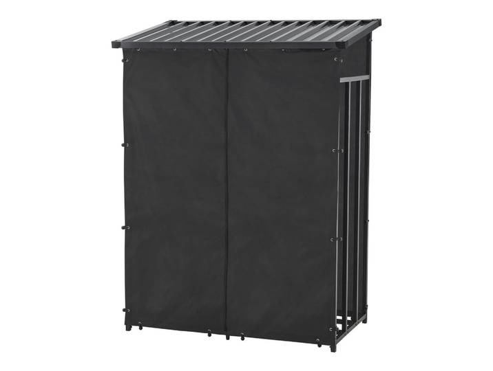 casa.pro Brennholzregal Yakutat, Schwarz, Textil, 130x185x70 cm, Kleinmöbel, Kamine & Zubehör