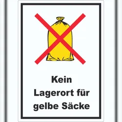 HB-Druck Kein Lagerort für Gelbe Säcke Aufkleber A6 (105x148mm)