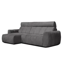 ECKSOFA KIMI 3-Sitzer, ausziehbarer Sitz, verstellbare Kopfstützen, dunkelgrau