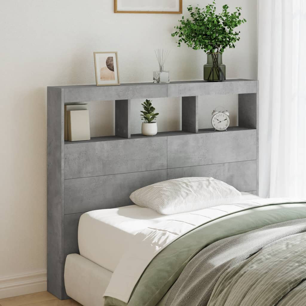 Metro Cedria Bookcase Headboard Concrete Grey Small Double - 120 x 190 cm