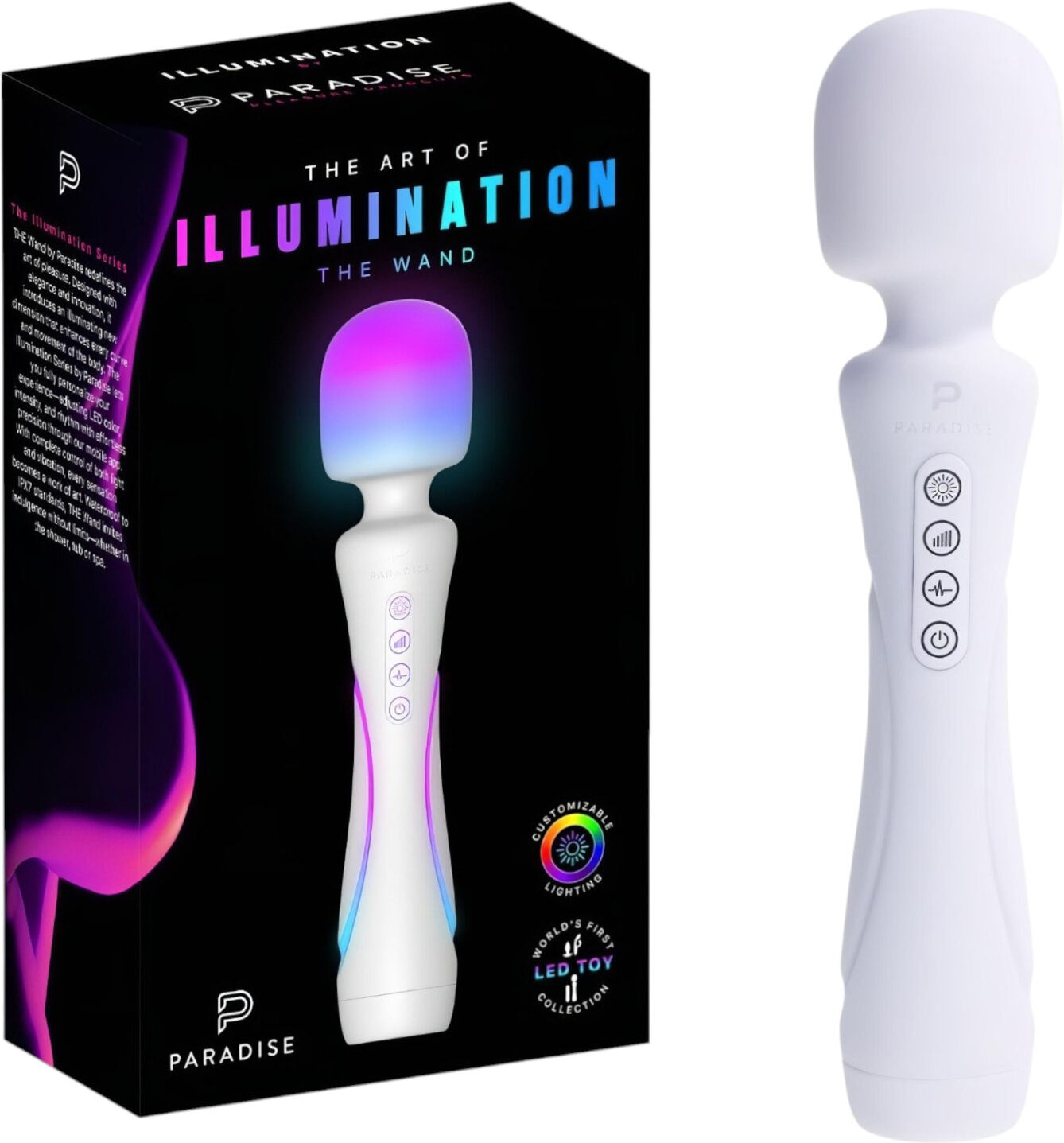 Paradise Illumination - light‑up massage wand vibrator (white)