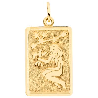 Sternzeichenanhänger JOBO "Sternzeichen eckig mit Sternbild 20 mm", gold (gelbgold 333), Schmuckanhänger, Damen, Jungfrau, Gelbgold 333, 8 Karat 333 Gold