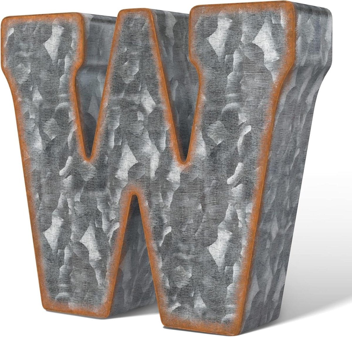 Zilverkleurige Metalen Letter W - Decoratieve Wanddecoratie - Hoogte: 17 cm