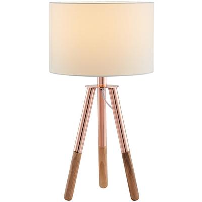 SALESFEVER Tischleuchte "Inese", weiß (weiß, kupferfarben, natur), 1, Ø 30cm H: 55cm, 1 Stk., Leuchten, Dreibeiniges Stativ, skandinavisches Design, Tischleuchte