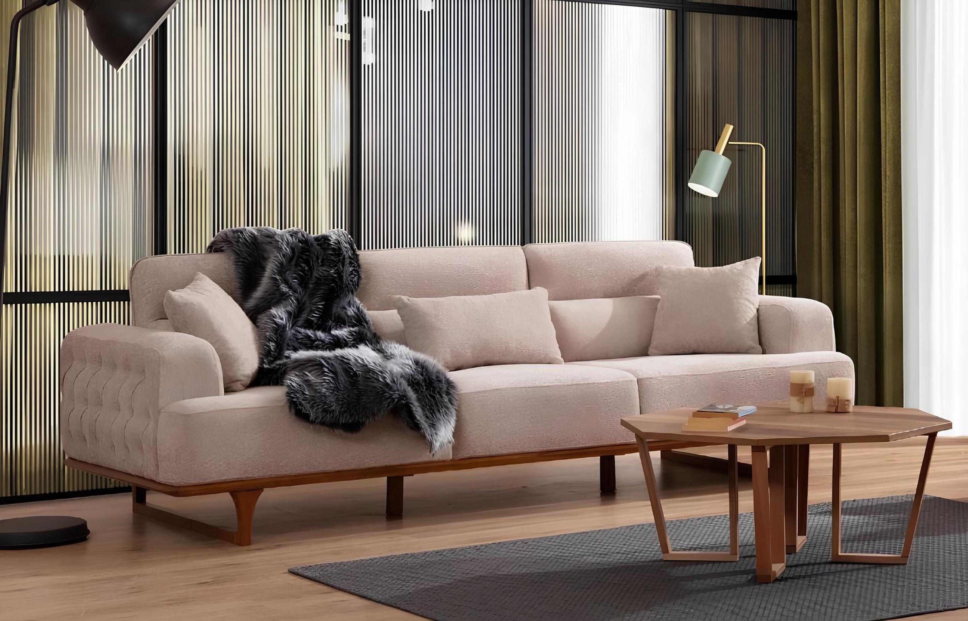 Beige Sofagarnitur Dreisitzer Sessel Luxus Sessel Beige Moderne Möbel