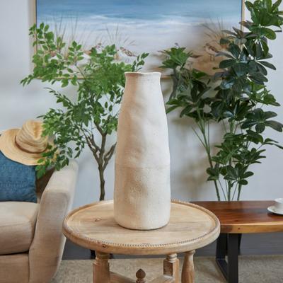 ARCILLA ELEMENTAL Cream Ceramic Abstract Wavy Vase with Textured Speckled Detailing