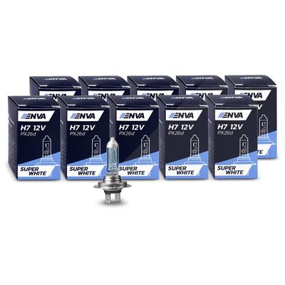Enva 10x Glühlampe H7 55W 12V - SUPER WHITE --> bis zu 100% mehr Licht [Hersteller-Nr. 40975660]