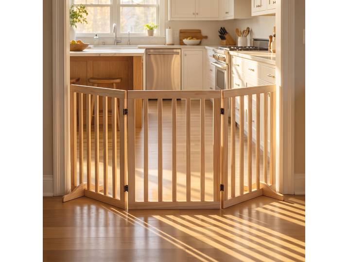 PawHut Barrière Chien Pliable 3 Panneaux 150x36x61cm Naturel