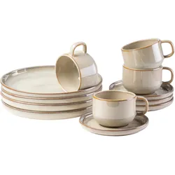 Gipfelstück Kaffeeservice, Steinzeug Nebelwald Beige