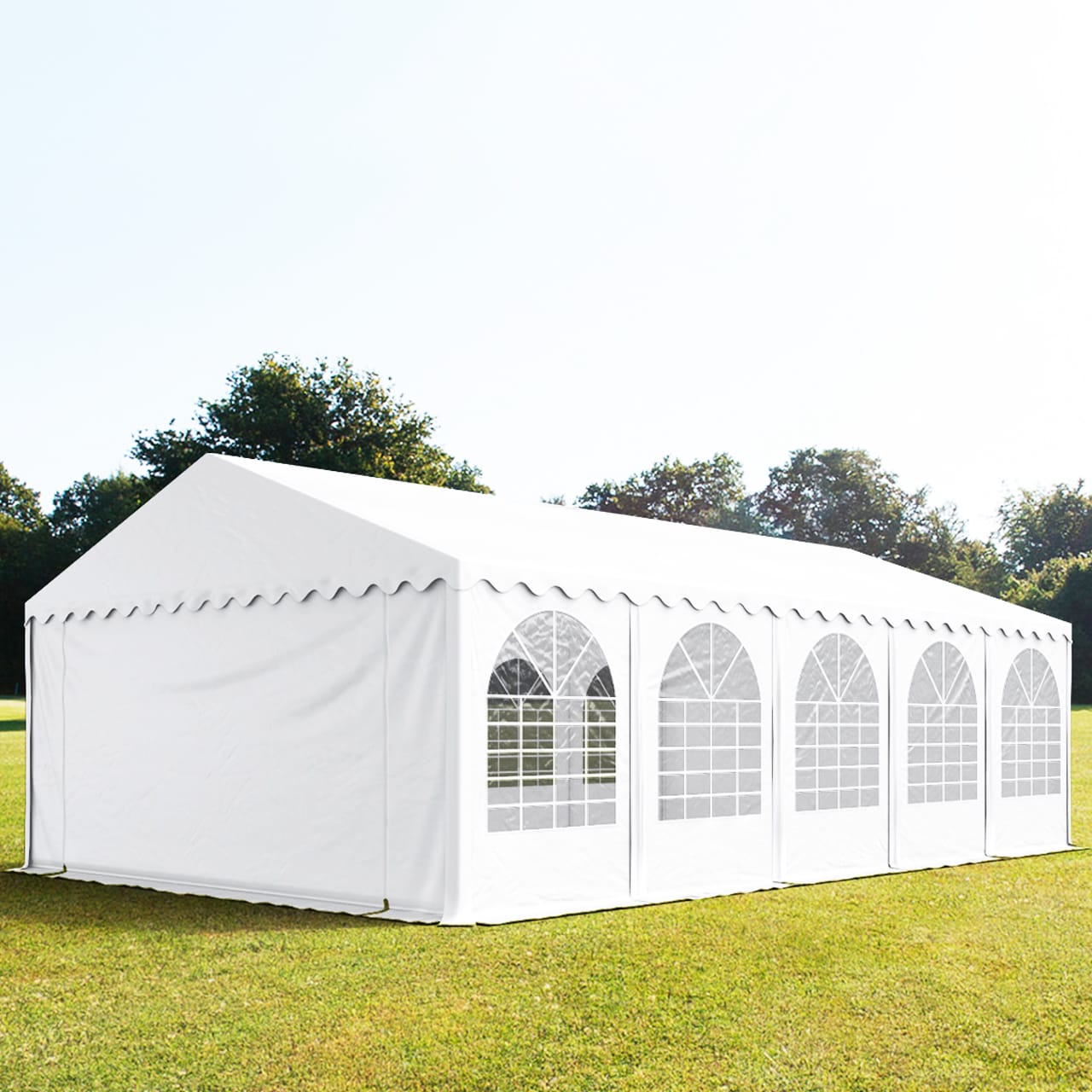 TOOLPORT 6x10m Partyzelt, PVC-Plane, weiß, mit Bodenrahmen - (7858)