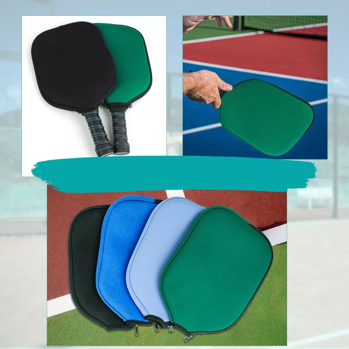 INF Wasserdichte Pickleball Schlägerhülle - Neopren Schutzhülle mit Reißverschluss