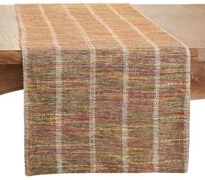 Saro Lifestyle "Striped Table Runner With Multicolor Design - 16""x72"""