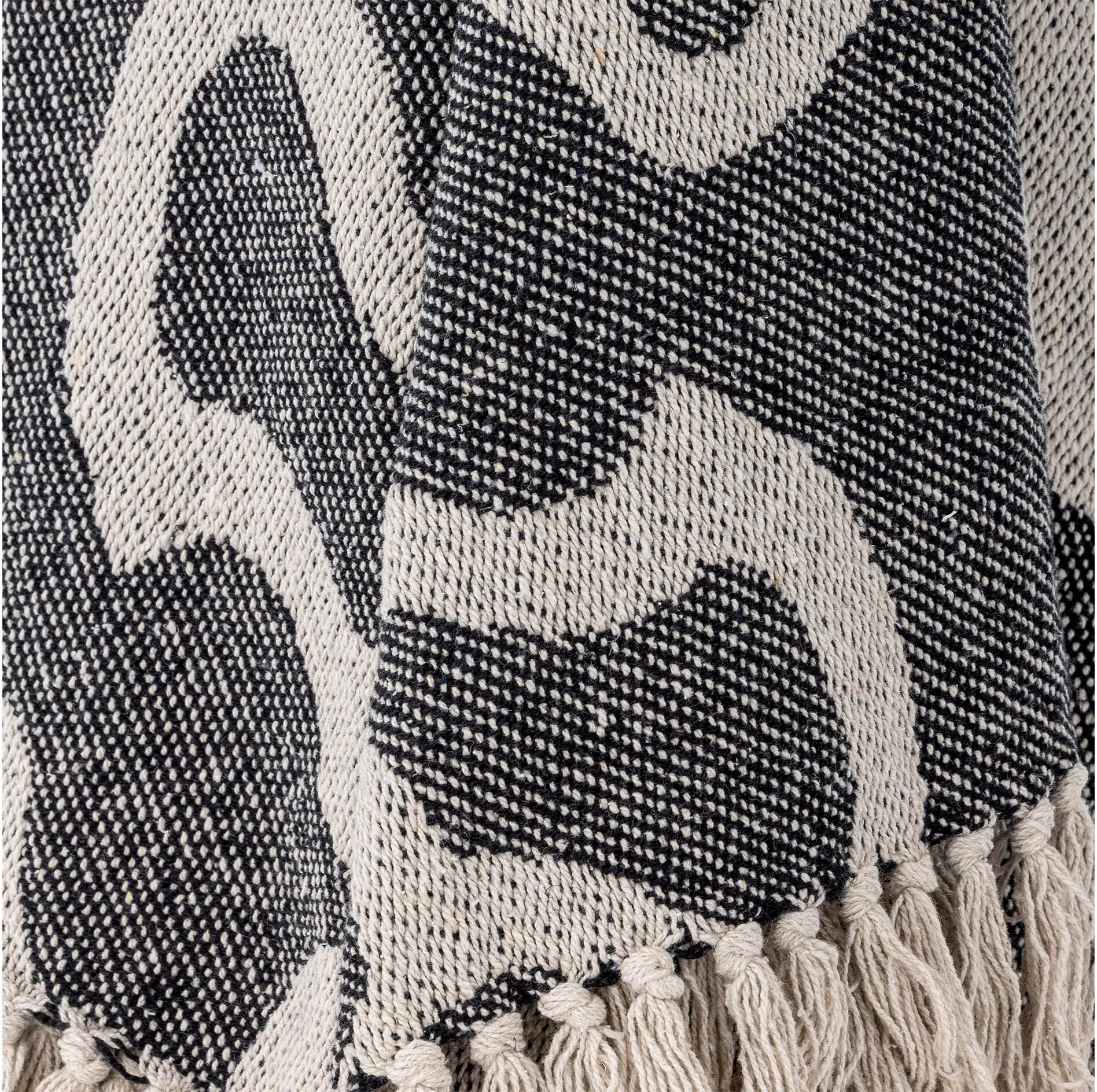 Wohndecke BLOOMINGVILLE "Salobre 160 x 130 cm", grau (schwarz, weiß), B:160cm L:130cm, Obermaterial: 100% Baumwolle, Wohndecken, Wohndecke schwarz, weiß B/L: 160cm x 130cm