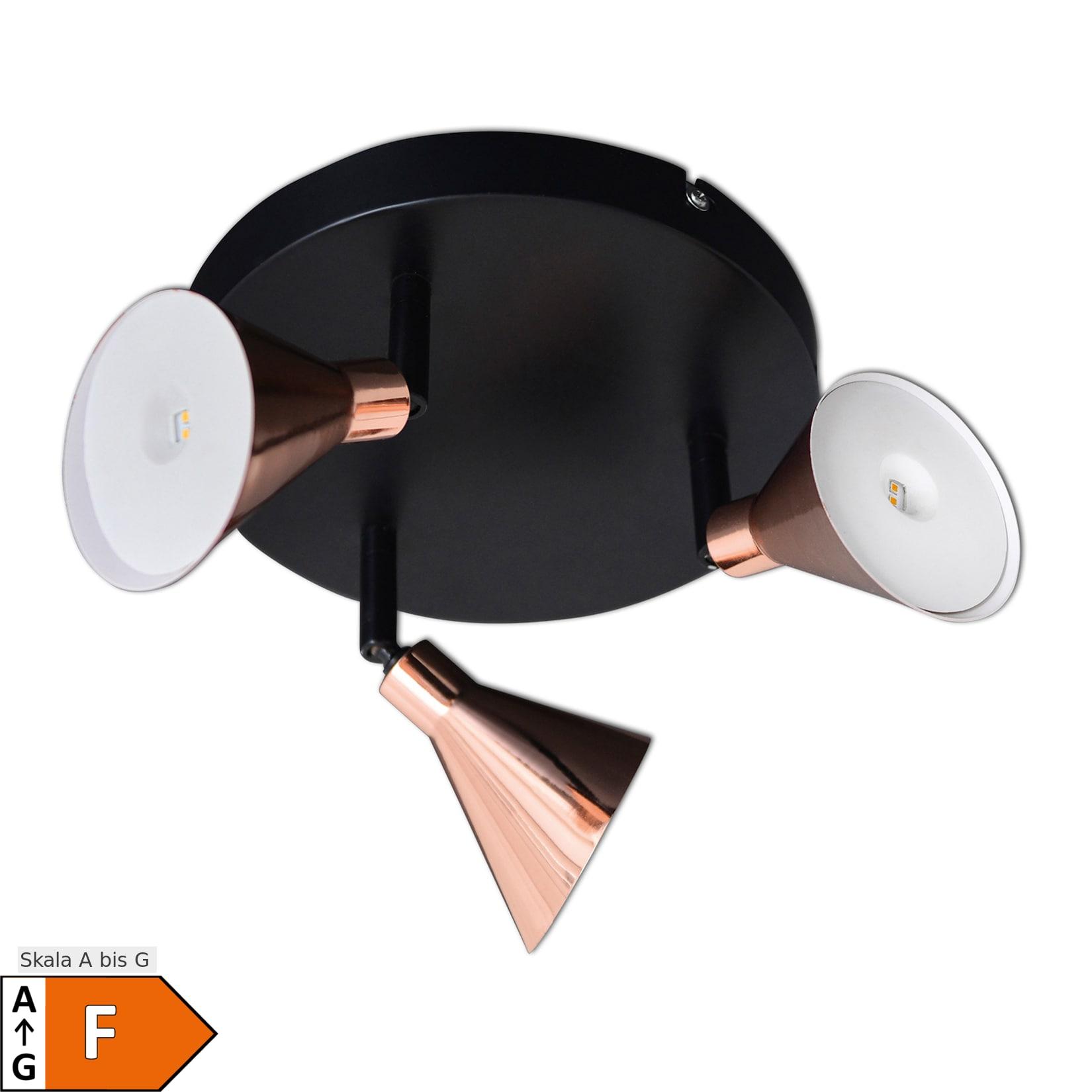 Näve 3er LED-Wand-u. Deckenspot "COPPER" d:38cm