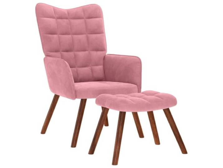 KDVXBCQJH Relaxsessel mit Hocker Rosa Samt 2-Teilig Lounge Stuhl Weich gepolsterter Sessel mit Fußstütze für Wohnzimmer und Schlafzimmer, stabiles Holzgestell mit flexibler Nutzung.