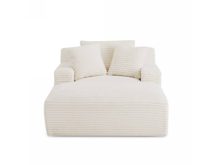 Canapé profond droit et compressé velours côtelé 1 place beige