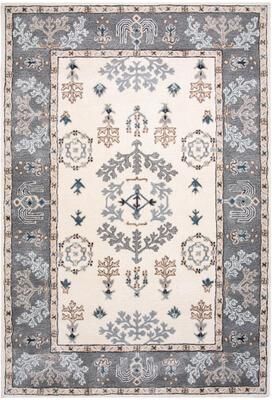 NAVATEXTURA Cyrus Ivory Bordered Hand-Tufted Wool Rug