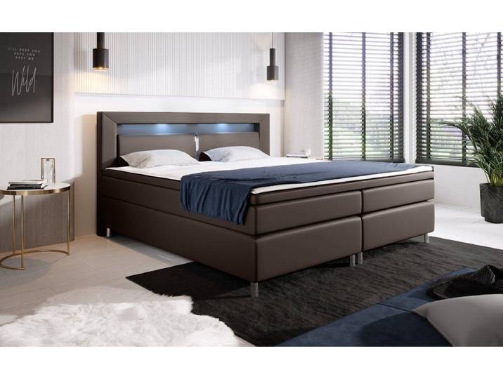 OUTLET - Boxspringbett Hotelbett Hypnos mit LED - 140x200 - Braun - H4 (100kg+) - Luxusbetten24