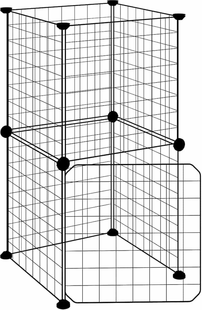 vidaXL Cage animaux de compagnie à 8 panneaux et porte Noir 35x35x70 cm
