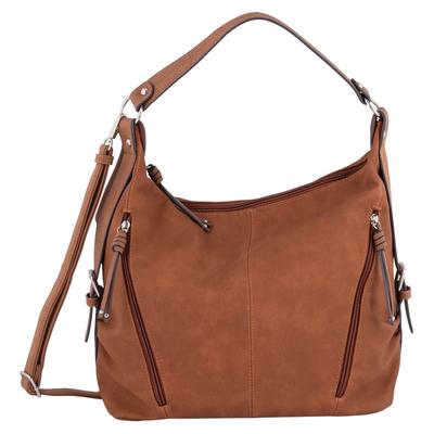 Hobo TOM TAILOR "CAIA Hobo bag", Damen, Gr. B/H/T: 37cm x 30cm x 14cm, braun (cognac), Lederimitat, Polyurethan (PU), Taschen Hobo, in schlichter Optik