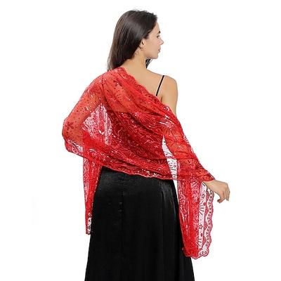 exquisiter Schal mit Paillettenstickerei, Stern- und Mondschal, Hochzeitskleid, Bühnenparty, Abendpartyschal für Frauen