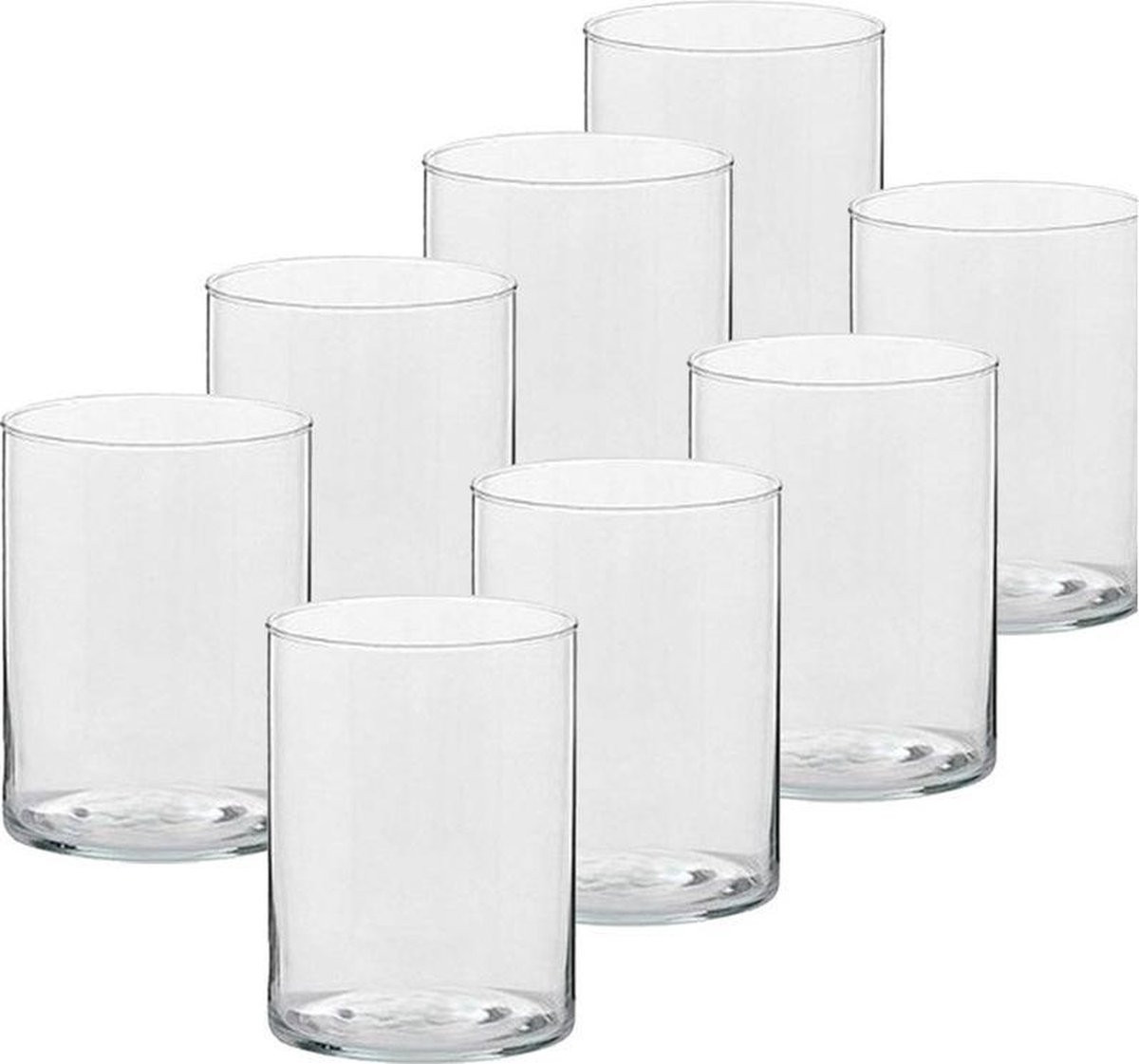 Trend Candles Theelichthouder - 8 stuks - Transparant - Glas - Hoog model - 5,5 x 6,5 cm