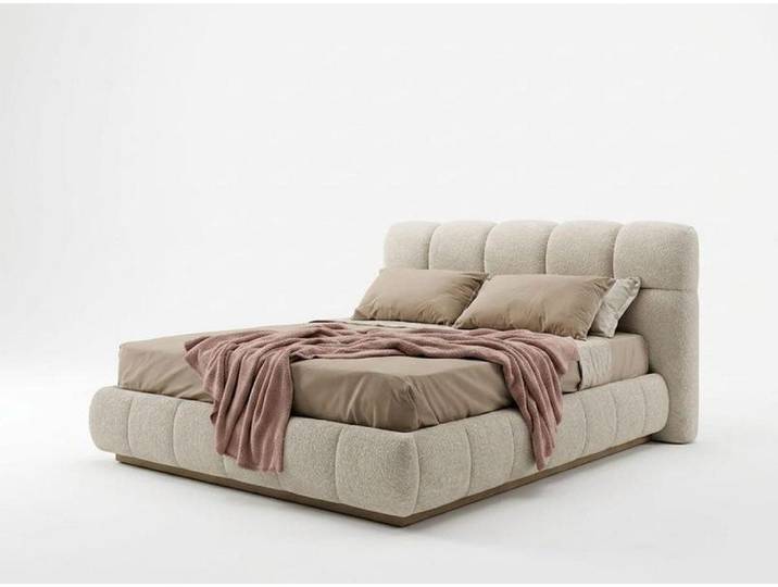JVmoebel Polsterbett Modernes Polsterbett Creme Doppelbett Schlafzimmer Design (1-tlg., 1-tlg)
